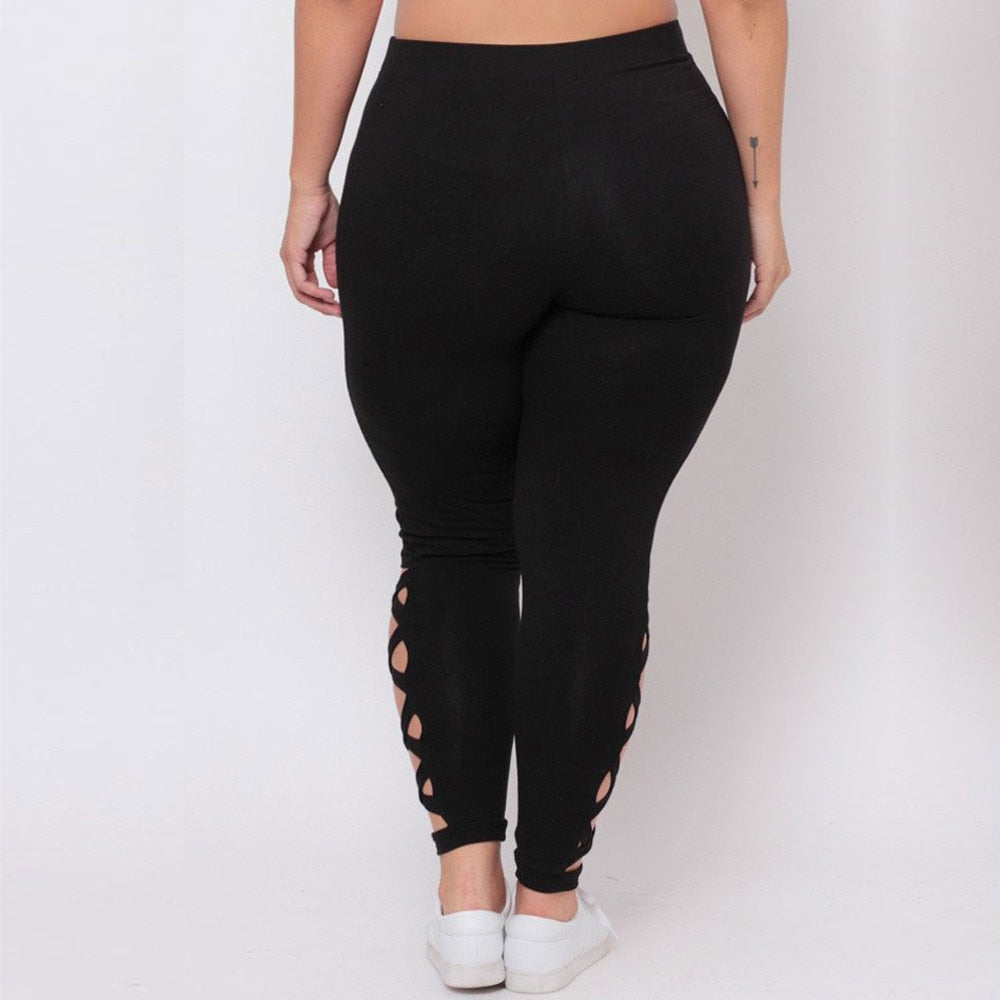 Leggings élastiques à carreaux grande taille