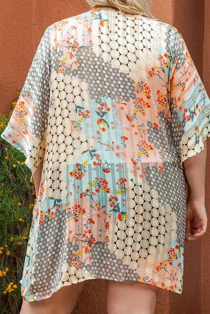 Kimono imprimé floral vert La Mode XL