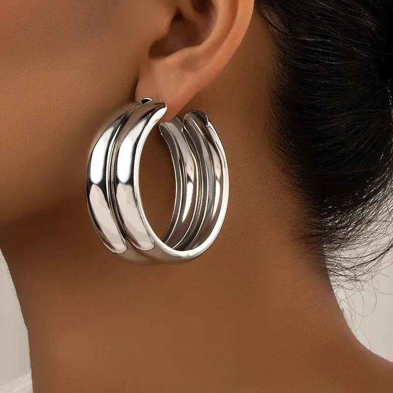 Boucles d'oreilles en cercle géométrique La Mode XL