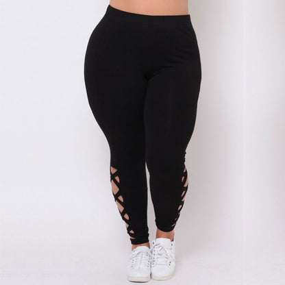 Leggings élastiques à carreaux grande taille