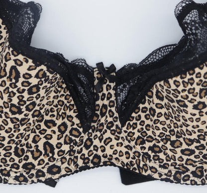 Soutien-gorge et culotte grande taille en dentelle sexy imprimé léopard