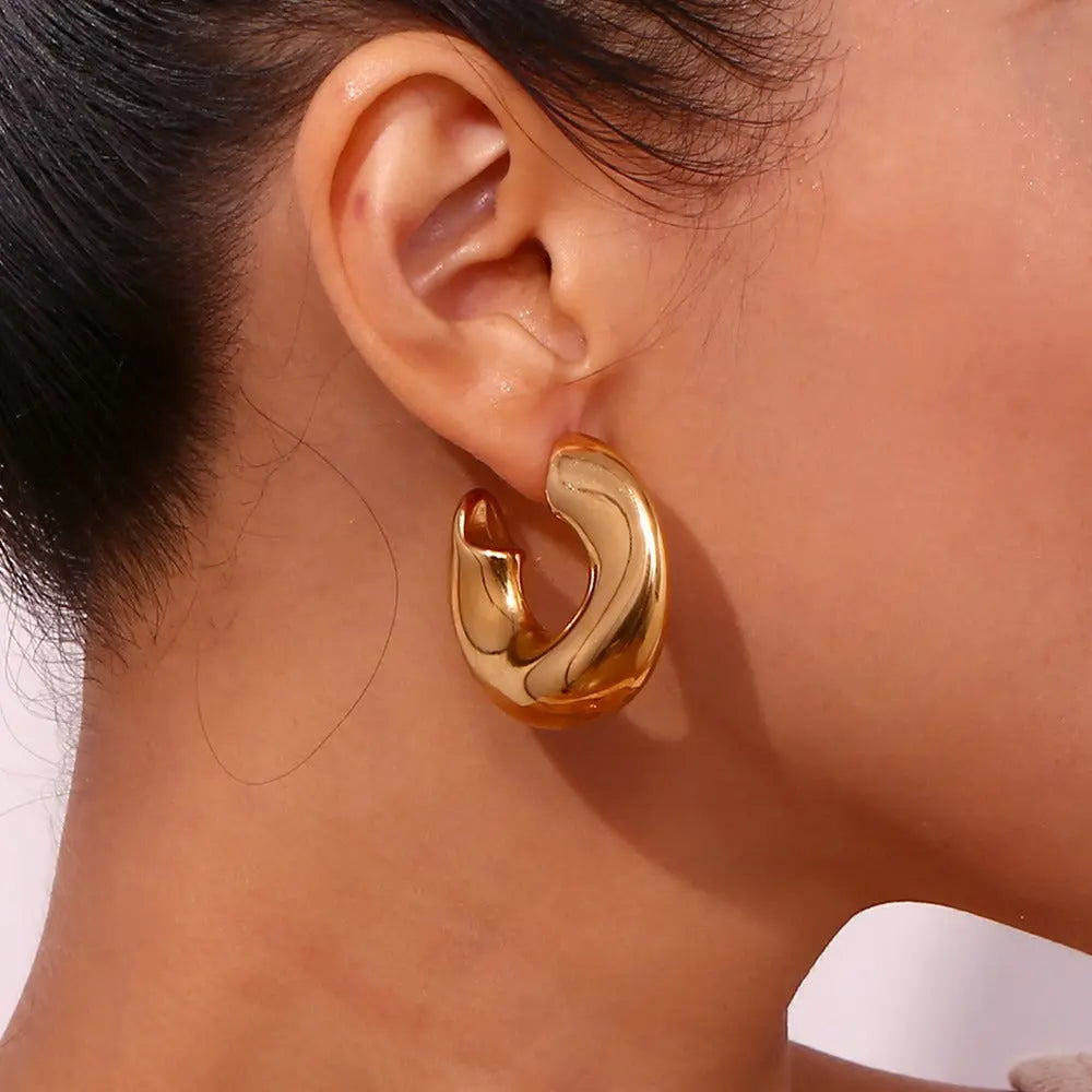 Boucles d'oreilles rondes profilées irrégulières pour femmes La Mode XL
