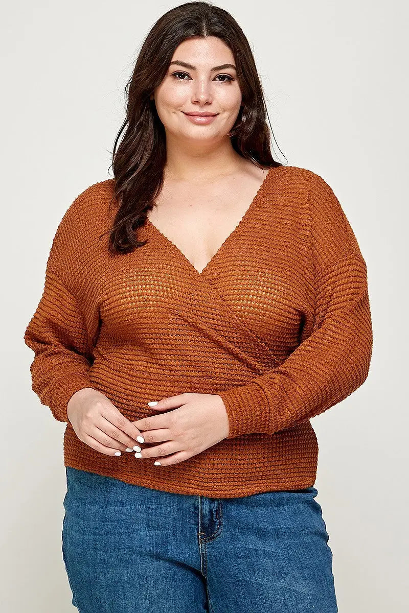 Haut en tricot gaufré texturé grande taille La Mode XL