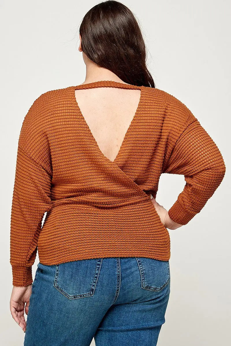 Haut en tricot gaufré texturé grande taille La Mode XL