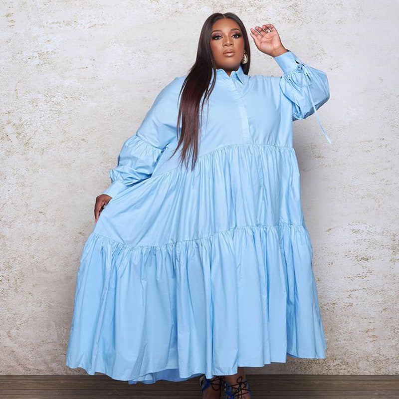 Robe ample de couleur unie pour femmes grande taille