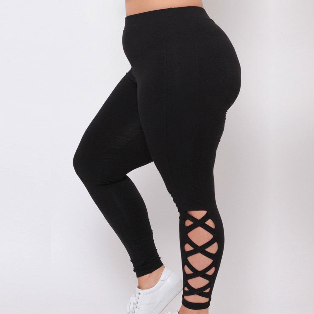 Leggings élastiques à carreaux grande taille