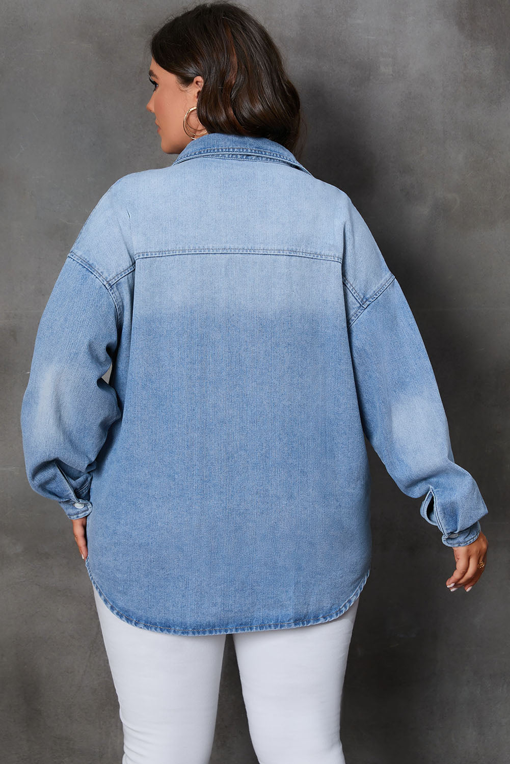 Veste en denim boutonnée bleu ciel