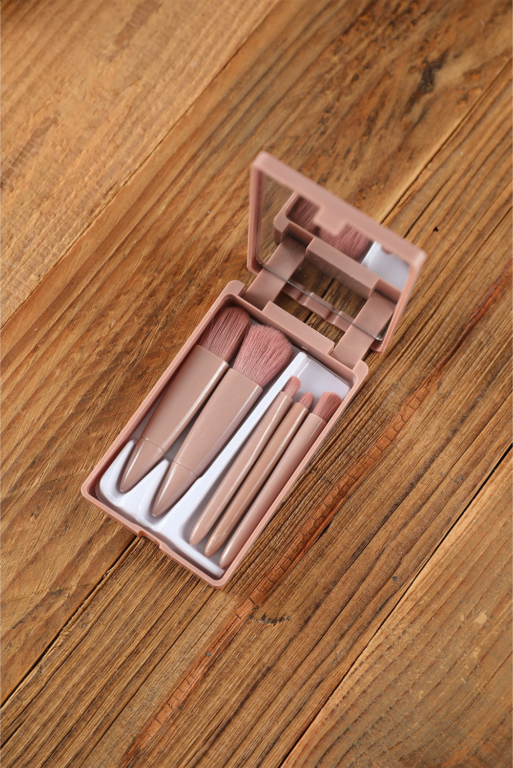 Pink 5Pcs Portable Makeup Brushes Set with Mirror Shewin