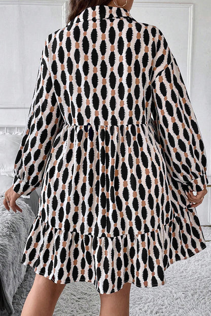 Mini-robe grande taille à imprimé abstrait abricot avec col en V